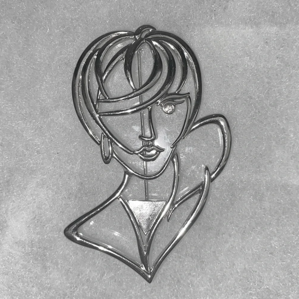 Silver Tone Modernist Lady Brooch 1988 - Picture 2 of 3